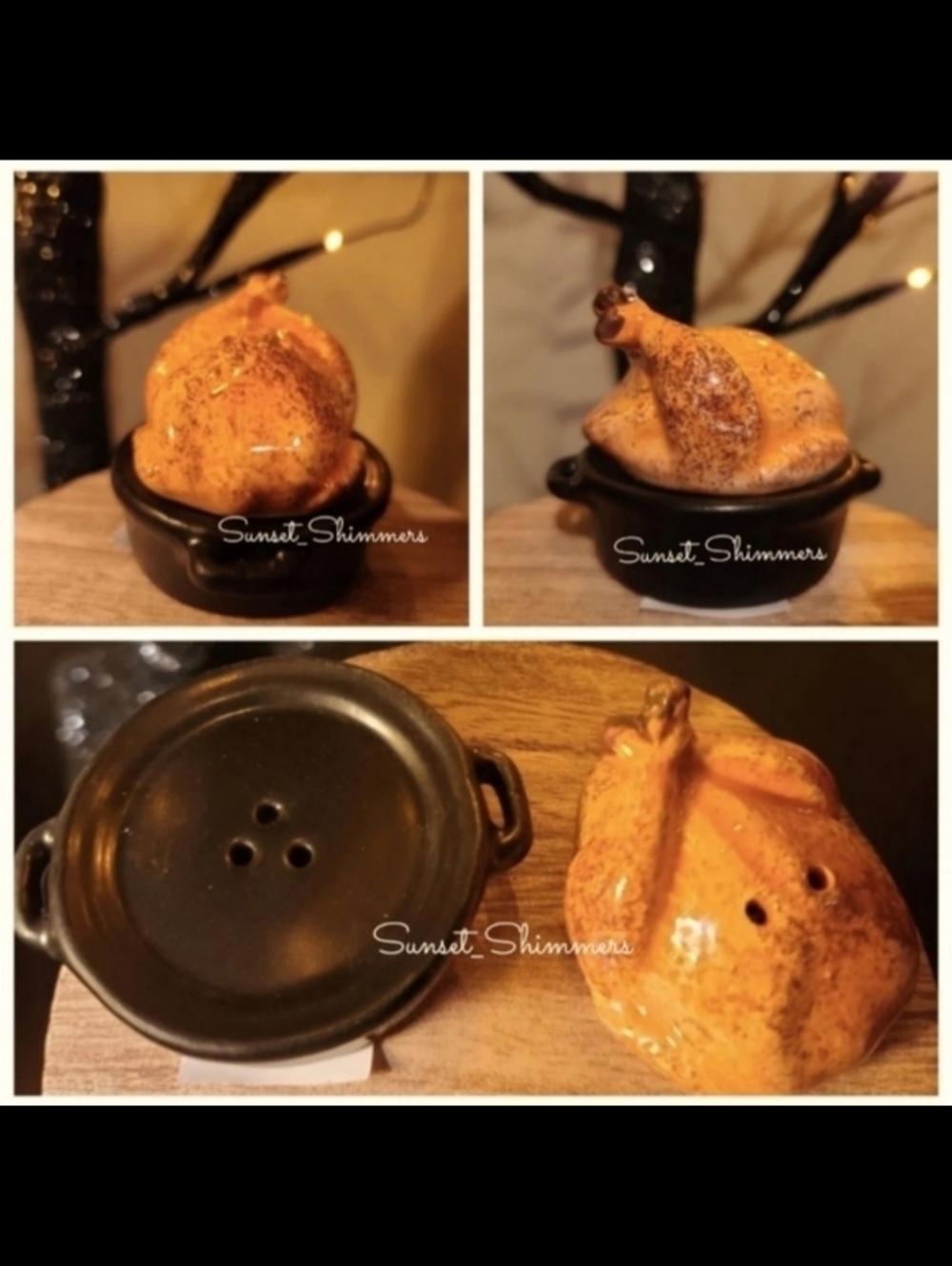 CRACKER Barrel Thanksgiving Cooked TURKEY in Pot / Pan Salt Pepper Shaker Set